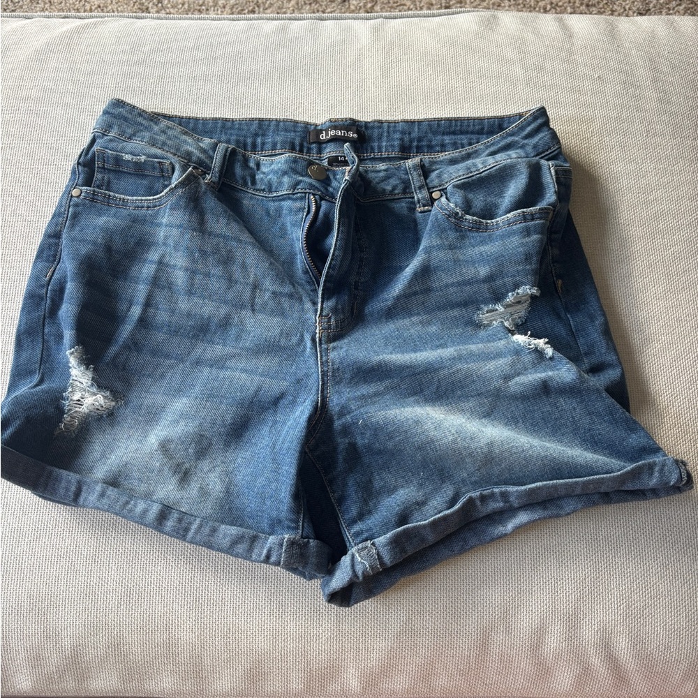 d. jeans Blue Jean Shorts Distressed Cuffed
